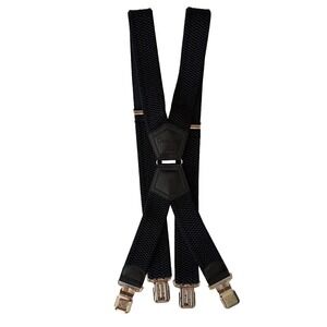 Decalen Suspenders Made Poland Stretchy Black Silver Hardware Mens Heavy Duty